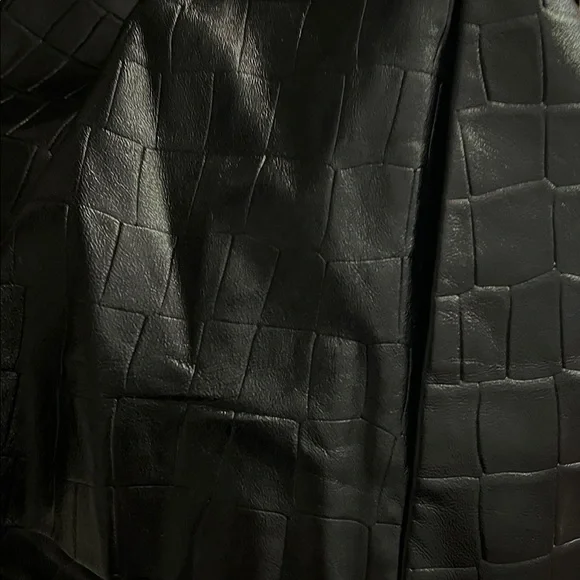 New! J. Crew Collection Lady Jacket in Croc-Embossed Black Leather - Picture 10 of 11